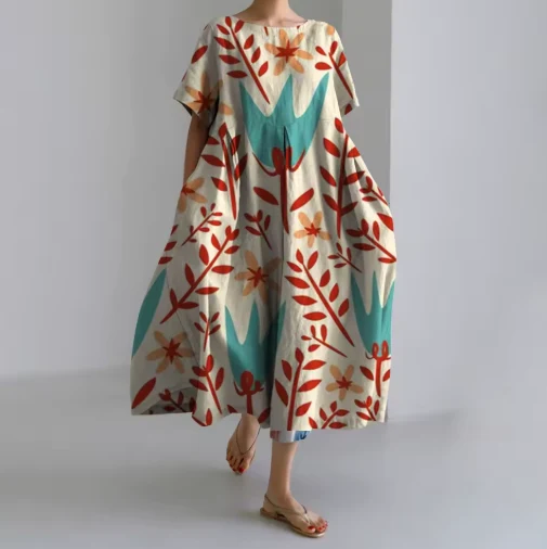 Ruby - Vestido feminino com flores vermelhas - Image 2