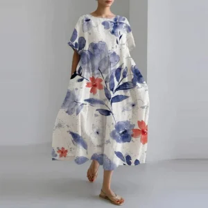 Mipi - Vestido feminino com flores azuis