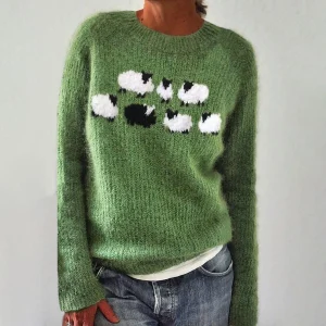 Camisola verde de manga comprida com estampado