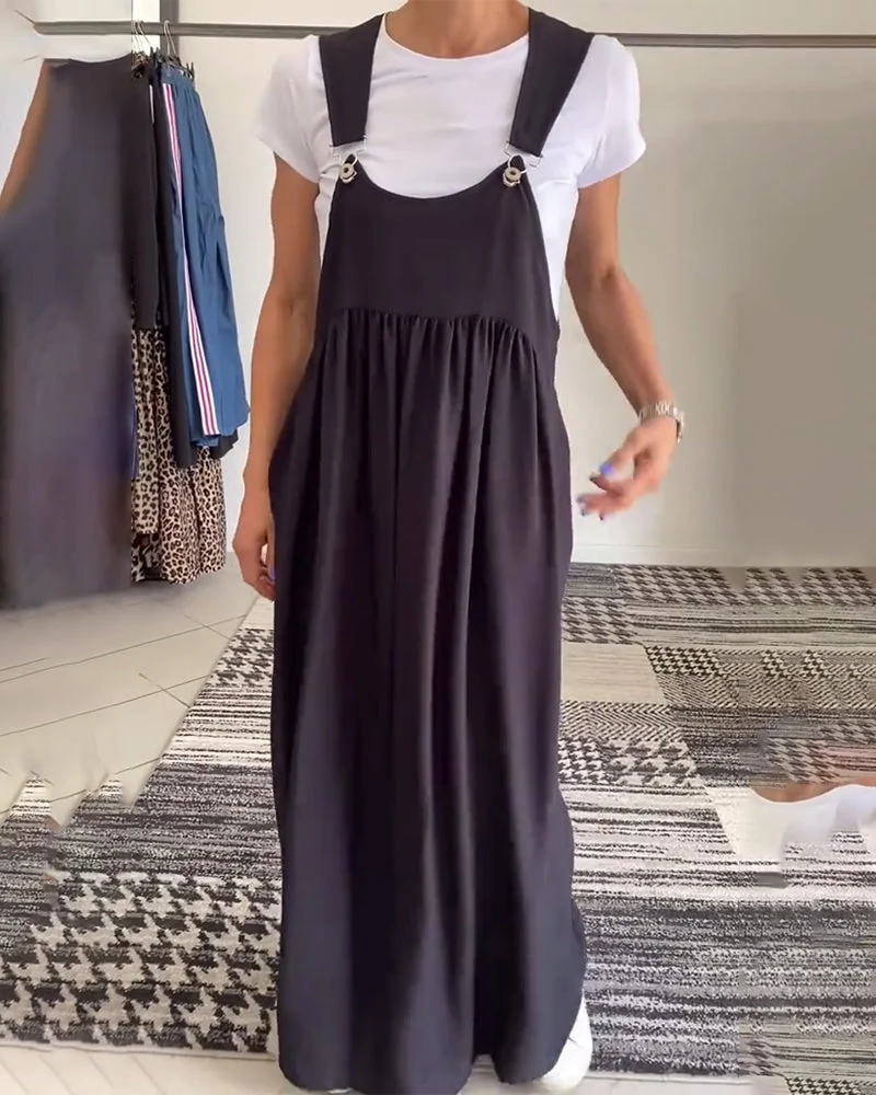 Alice | Vestido casual com alças de cor sólida - Image 5