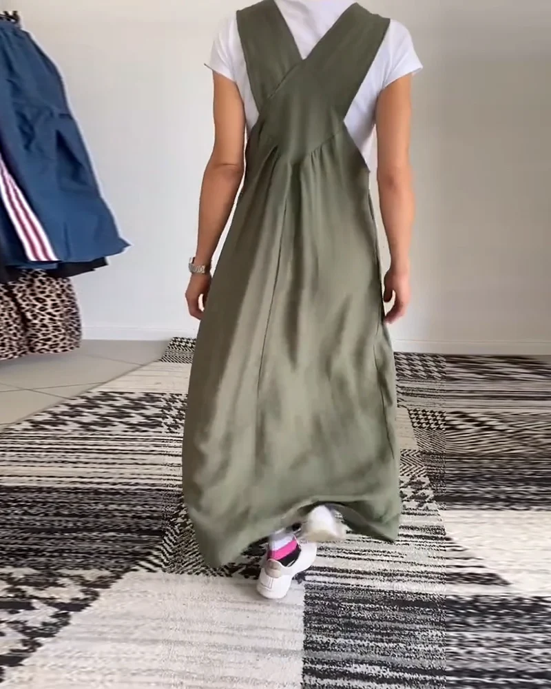 Alice | Vestido casual com alças de cor sólida - Image 8