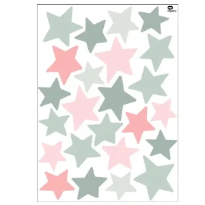 Adesivos de Parede – Estrelas Verde + Rosa