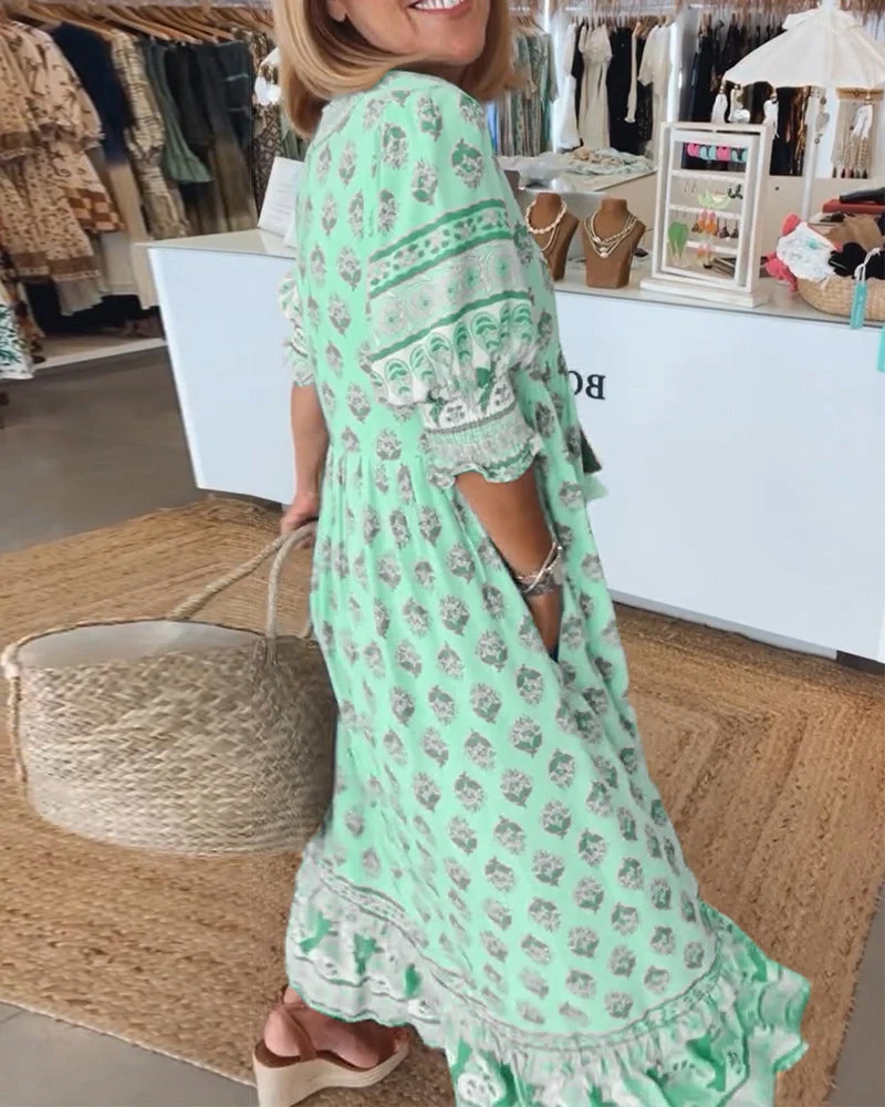 Modena™ - Vestido casual estampado com decote em V e mangas curtas - Image 8