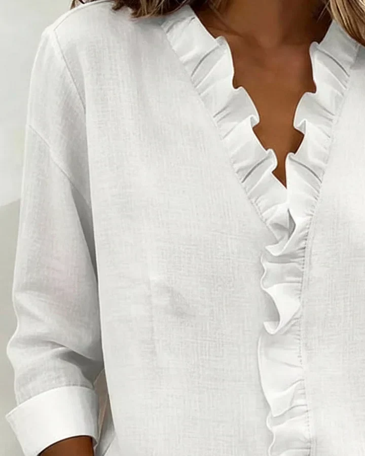 Indie · Blusa de Mulher com volantes e decote em V - Image 9