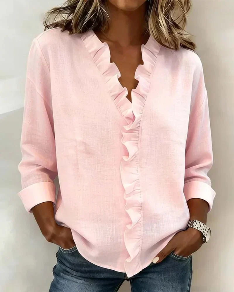Indie · Blusa de Mulher com volantes e decote em V