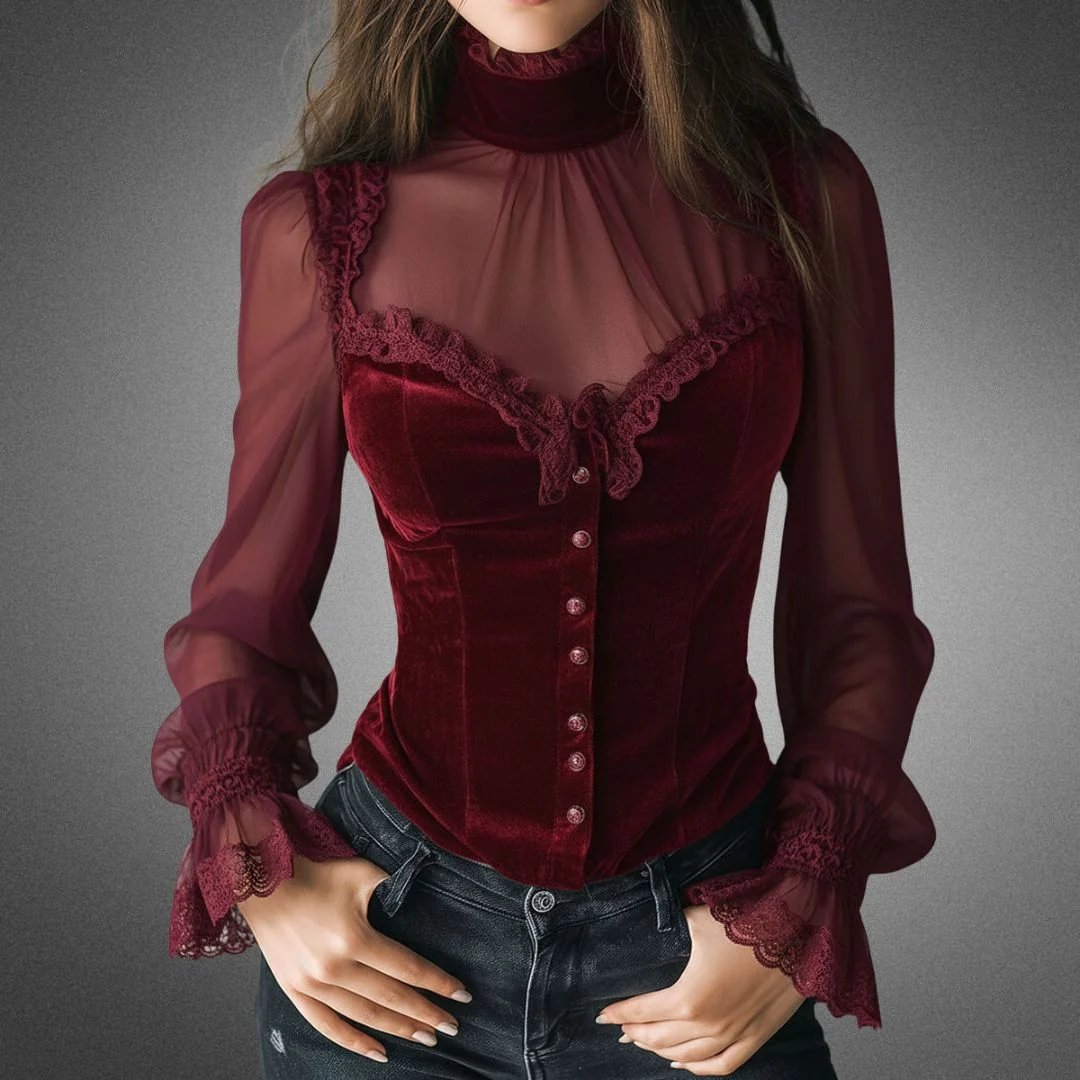 Elvira | Blusa Elegante Intemporal com Detalhes em Renda e Mangas - Image 4