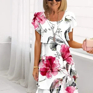Giselle™ - Vestido plissado com babados florais