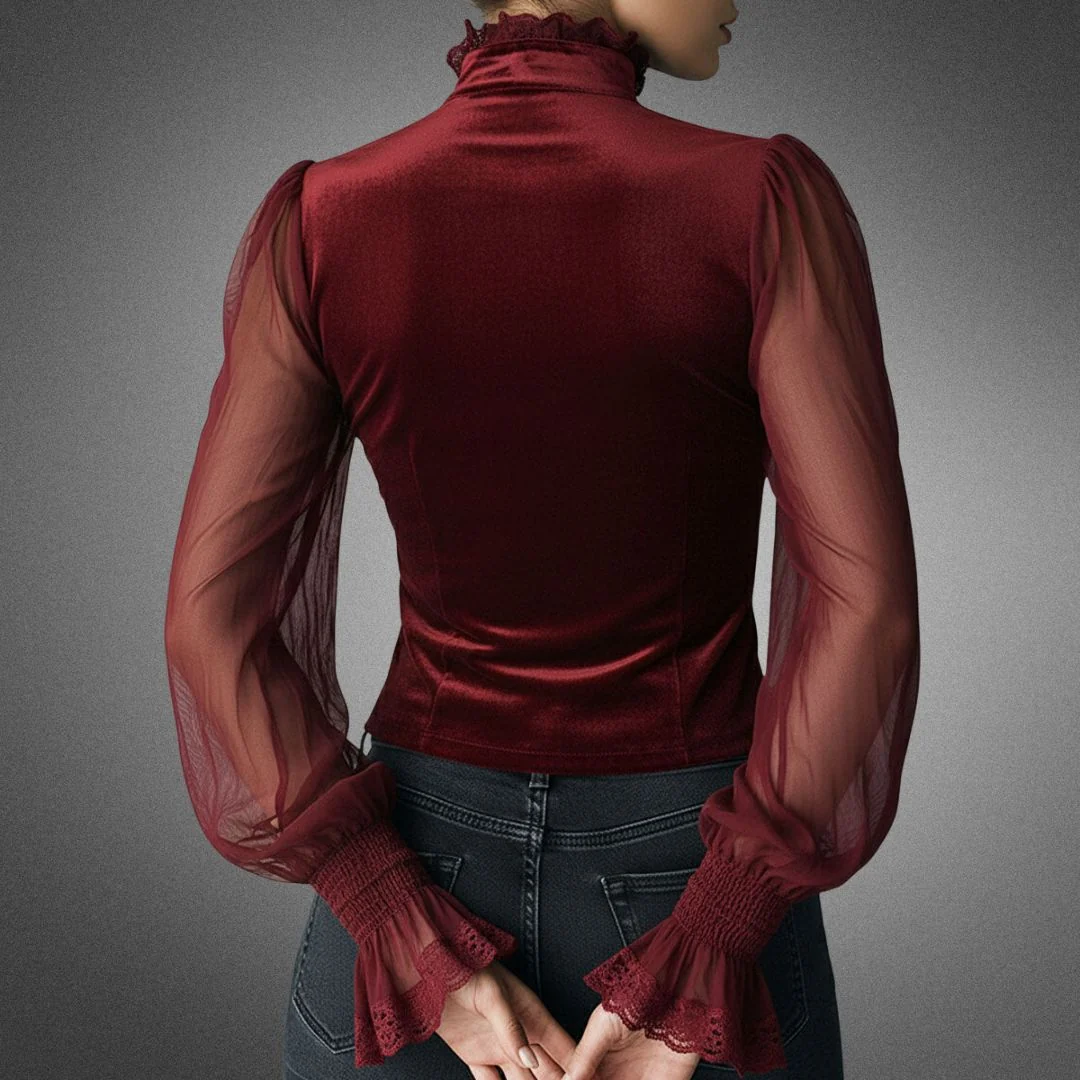 Elvira | Blusa Elegante Intemporal com Detalhes em Renda e Mangas - Image 5