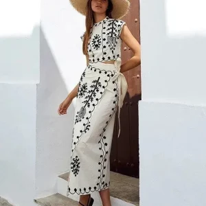 Camilla - Conjunto de blusa e saia estampada