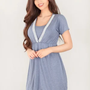Camisa de Noite de Amamentação Azul – Lupoline