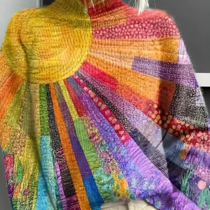 Ada - Suéter de gola alta alegre e colorido