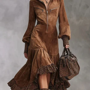 CHLOE | Vestido de Suédine Leopardo
