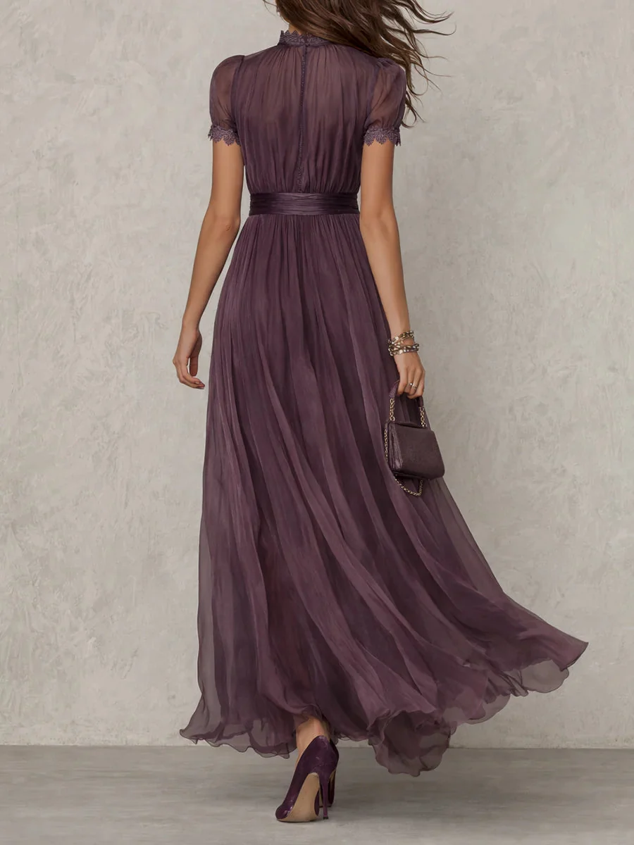 Flavia - Vestido longo violeta com decote em forma de chave para Mulher - Image 4
