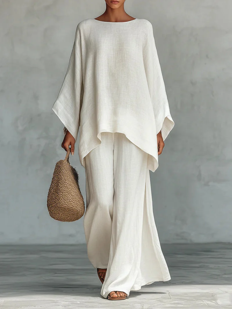 Beatrice - Conjunto de Top e Calças Flowy em Mistura de Linho Minimalista para Mulher - Image 2
