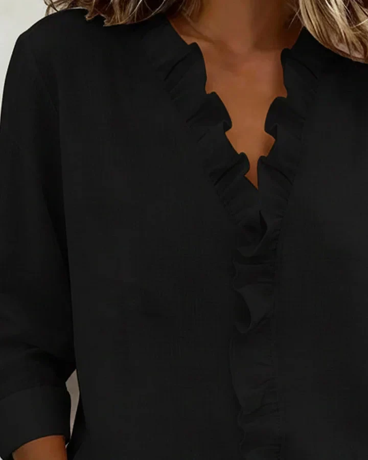 Indie · Blusa de Mulher com volantes e decote em V - Image 7