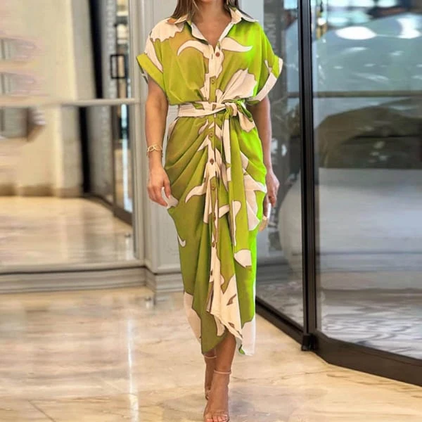Brenda - Vestido estampado com botões e laço na cintura - Image 6