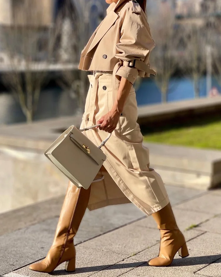 Elegante conjunto de duas peças com casaco e saia - Image 6