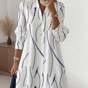 Claudine - Vestido camisa elegante e fluido para Mulher