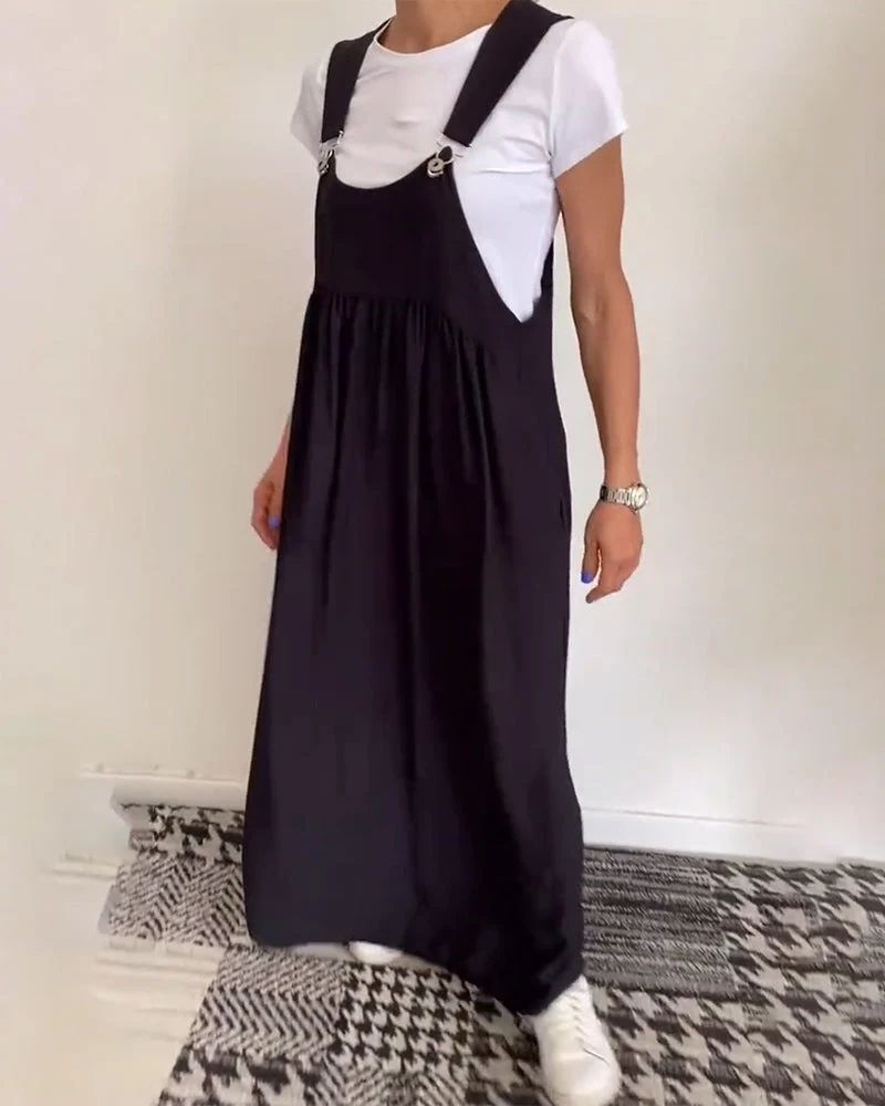 Alice | Vestido casual com alças de cor sólida - Image 4