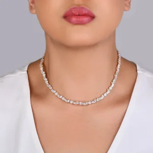 COLAR RIVIERA BAGUETE CRISTAL BANHO OURO