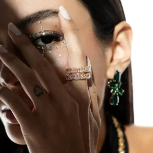 ANEL ZIRCÔNIA IRREGULAR BANHO OURO 18K