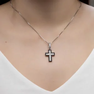 PINGENTE CRUZ ZIRCÔNIA PRETA