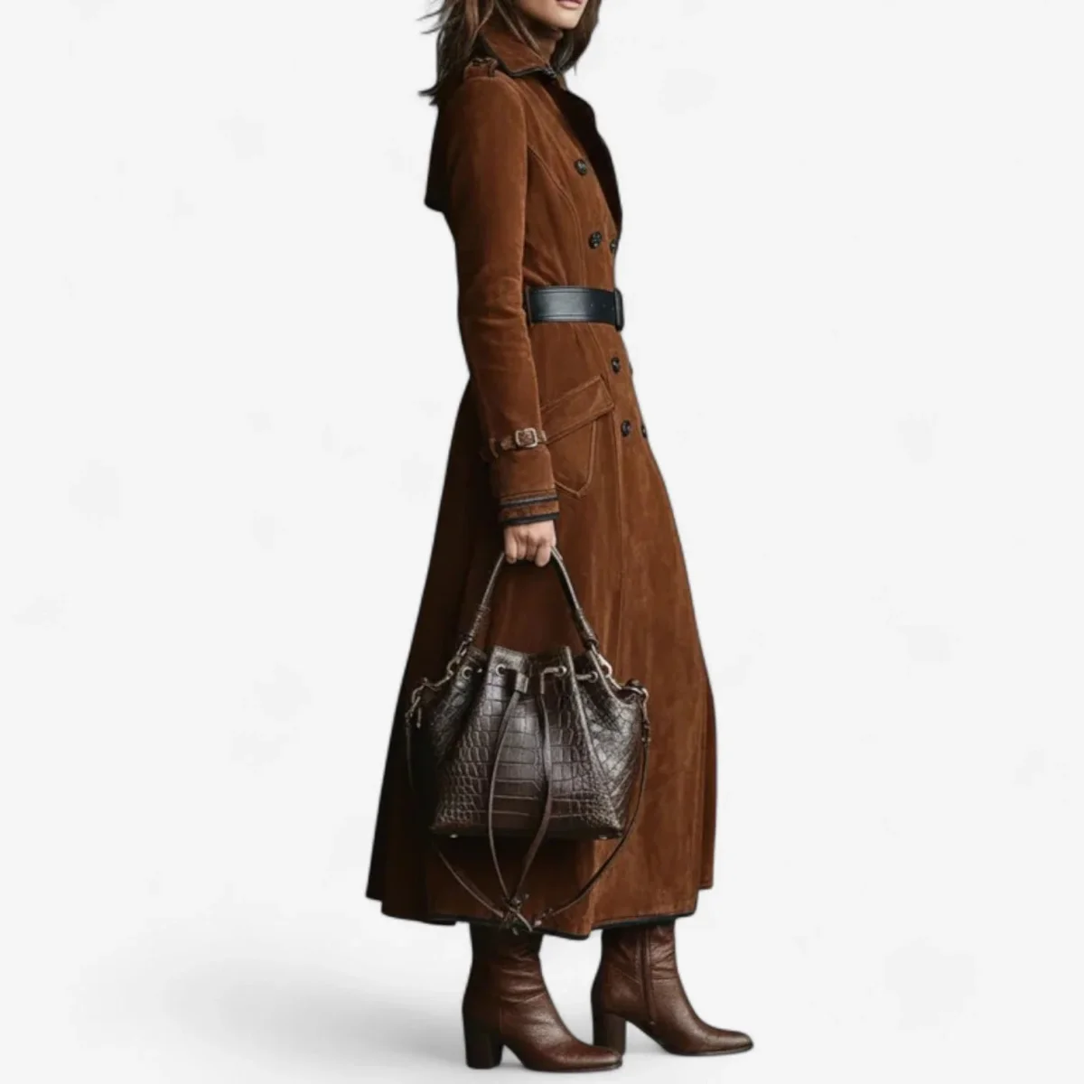 Nathaly™ Trench em pele nobuck - Image 3